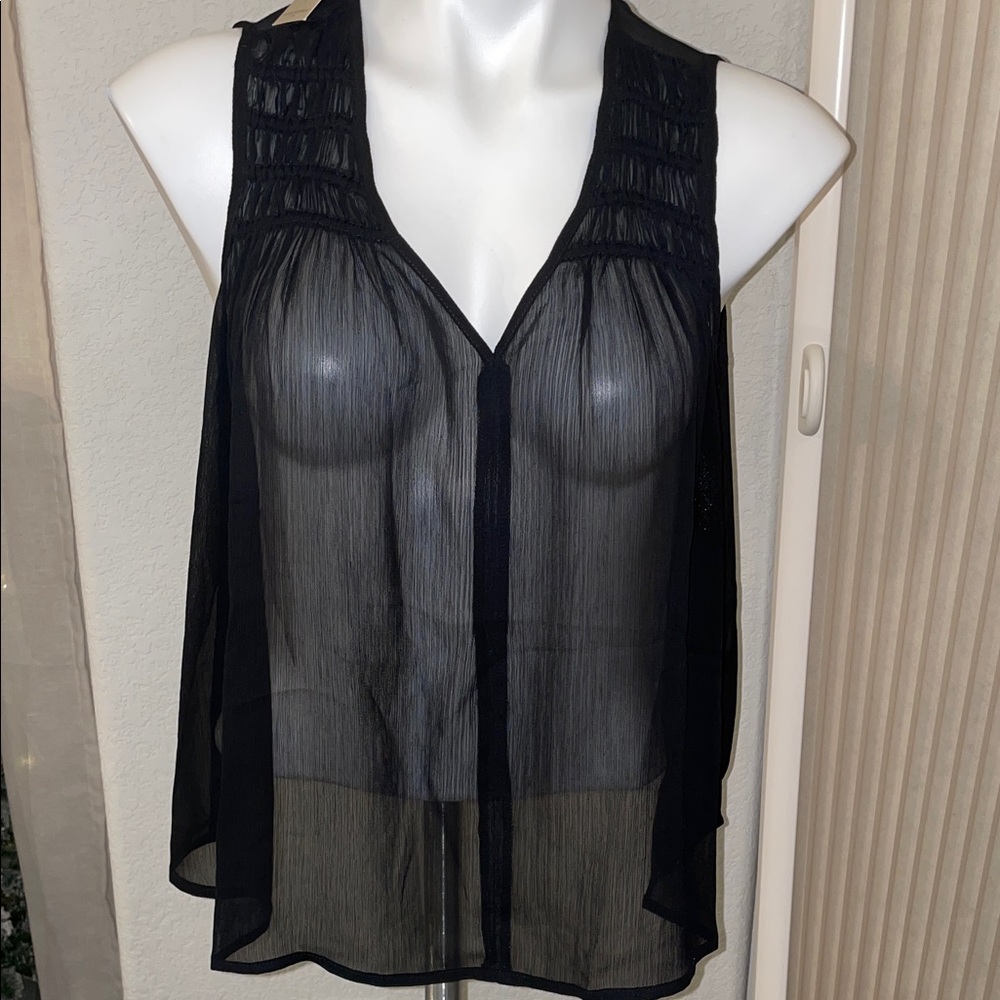 NWT XSP Banana Republic Black Sheer Blouse